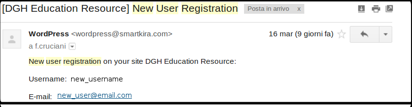 E-Mail Notification New User Registered